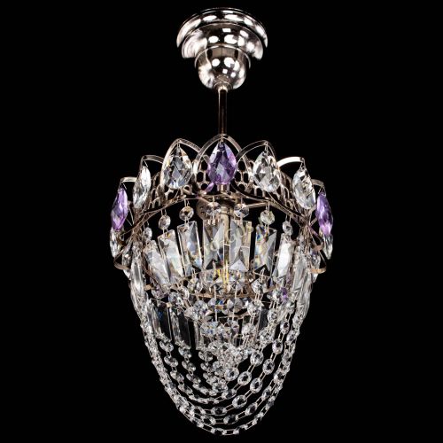 Люстра Водоворот №1 мини с подвесом фиолетовая в Новокузнецке Гусь Хрустальный