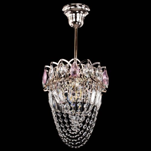 Люстра Водоворот №1 мини с подвесом розовая в Новокузнецке Гусь Хрустальный