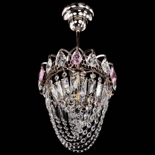 Люстра Водоворот №1 мини с подвесом розовая в Новокузнецке Гусь Хрустальный