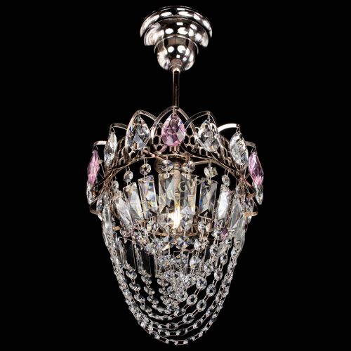 Люстра Водоворот №1 мини с подвесом розовая в Новокузнецке Гусь Хрустальный