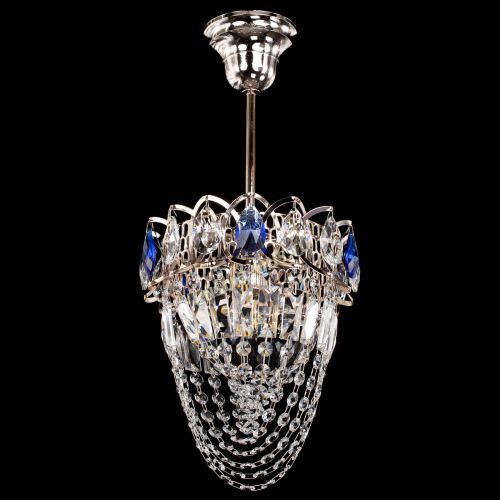 Люстра Водоворот №1 мини с подвесом синяя в Новокузнецке Гусь Хрустальный