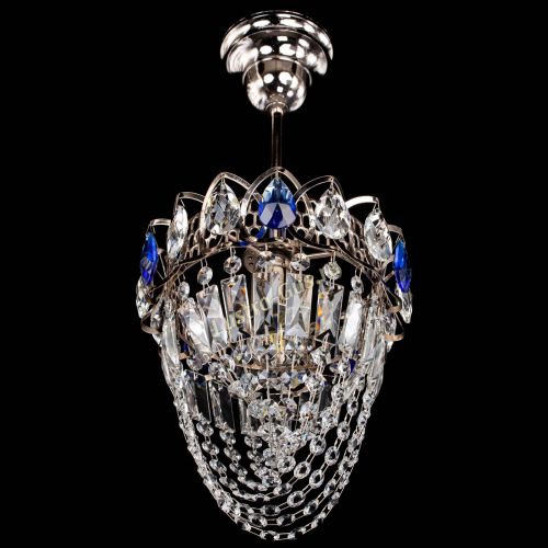 Люстра Водоворот №1 мини с подвесом синяя в Новокузнецке Гусь Хрустальный