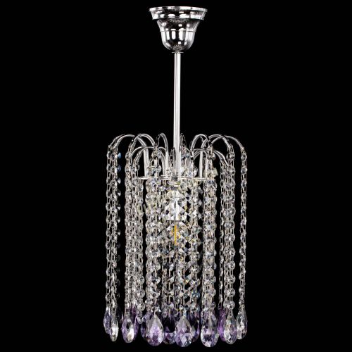 Люстра Зима капель журавлик фиолетовая в Новокузнецке Гусь Хрустальный