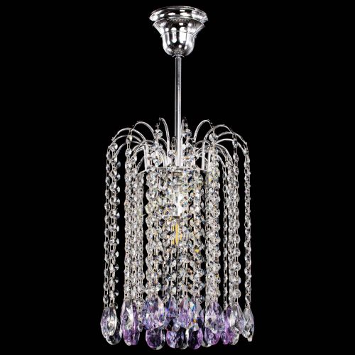 Люстра Зима капель журавлик фиолетовая в Новокузнецке Гусь Хрустальный