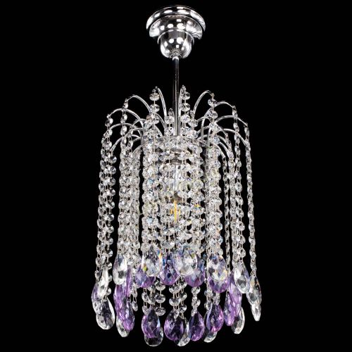 Люстра Зима капель журавлик фиолетовая в Новокузнецке Гусь Хрустальный