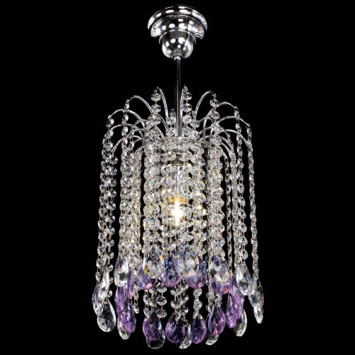 Люстра Зима капель журавлик фиолетовая в Новокузнецке Гусь Хрустальный