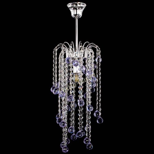 Люстра Зима каскад шар 30 фиолетовая в Новокузнецке Гусь Хрустальный