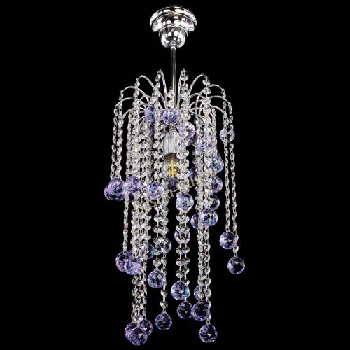 Люстра Зима каскад шар 30 фиолетовая в Новокузнецке Гусь Хрустальный