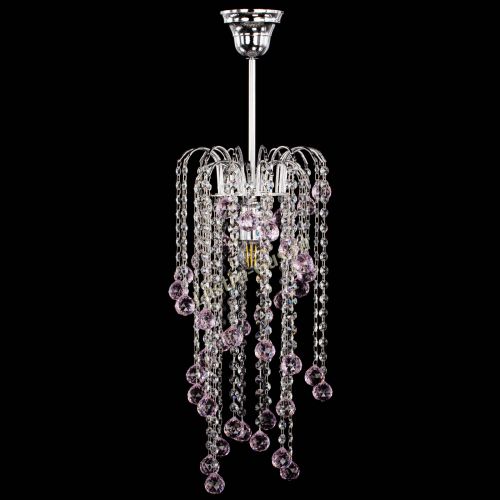 Люстра Зима каскад шар 30 розовая в Новокузнецке Гусь Хрустальный