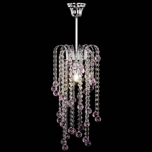 Люстра Зима каскад шар 30 розовая в Новокузнецке Гусь Хрустальный