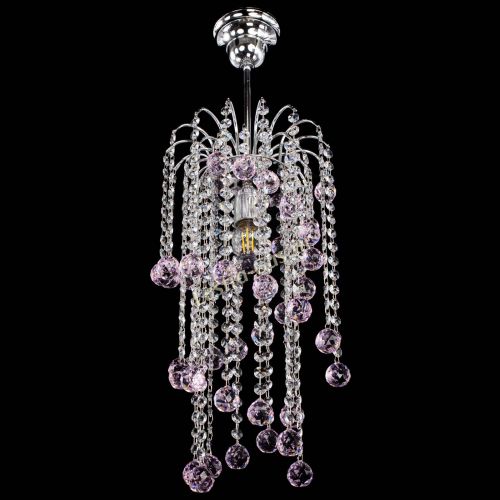 Люстра Зима каскад шар 30 розовая в Новокузнецке Гусь Хрустальный