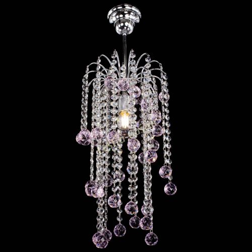 Люстра Зима каскад шар 30 розовая в Новокузнецке Гусь Хрустальный