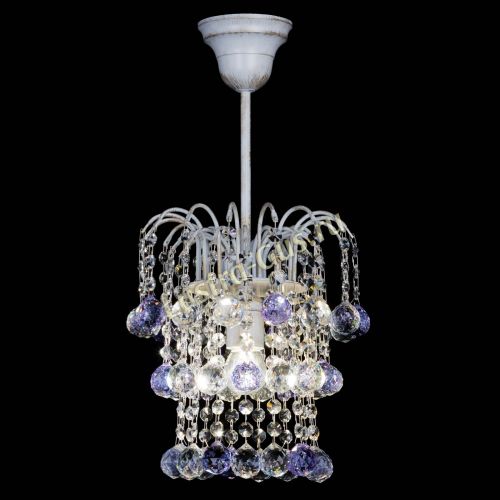Люстра Зима шар фиолетовая (белая патина)  в Новокузнецке Гусь Хрустальный