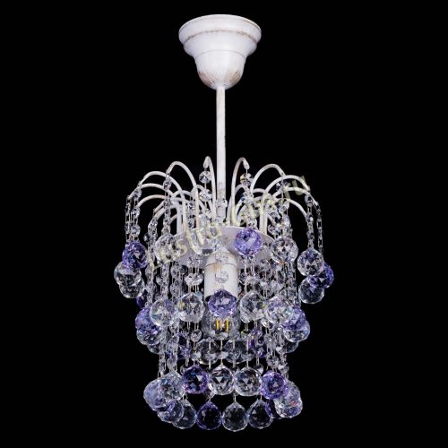 Люстра Зима шар фиолетовая (белая патина)  в Новокузнецке Гусь Хрустальный