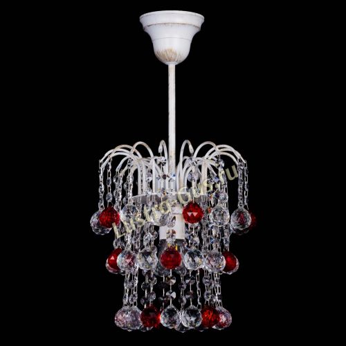Люстра Зима шар красная (белая патина)  в Новокузнецке Гусь Хрустальный