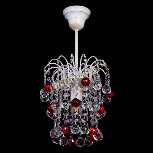 Люстра Зима шар красная (белая патина)  в Новокузнецке Гусь Хрустальный