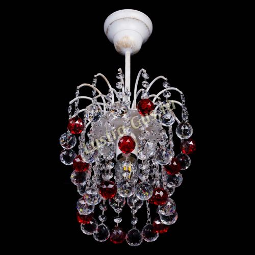 Люстра Зима шар красная (белая патина)  в Новокузнецке Гусь Хрустальный