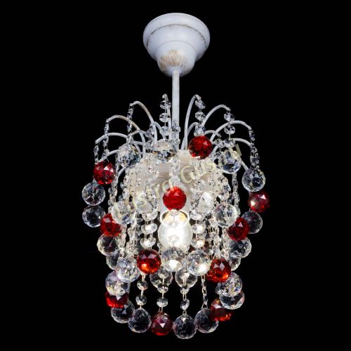 Люстра Зима шар красная (белая патина)  в Новокузнецке Гусь Хрустальный