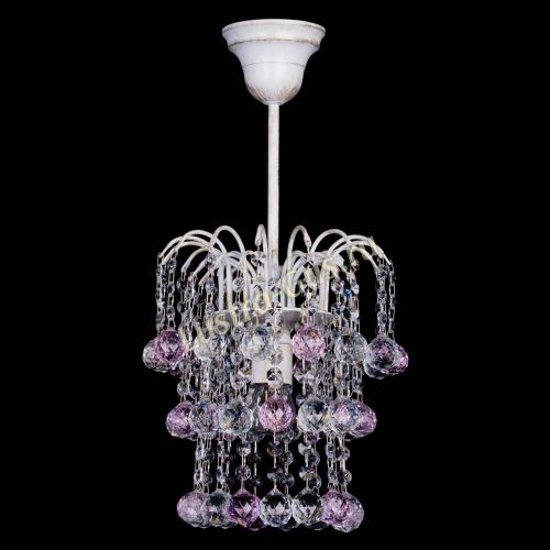 Люстра Зима шар розовая (белая патина)  в Новокузнецке Гусь Хрустальный