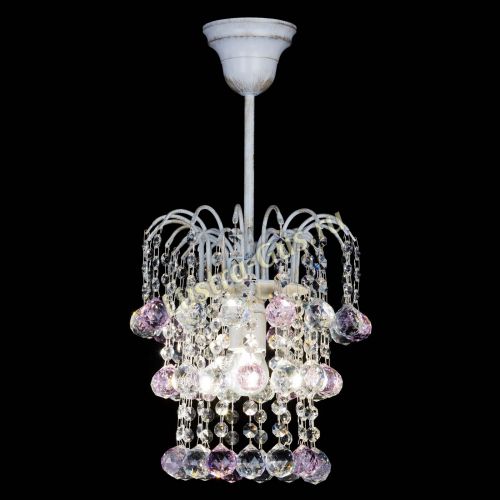 Люстра Зима шар розовая (белая патина)  в Новокузнецке Гусь Хрустальный