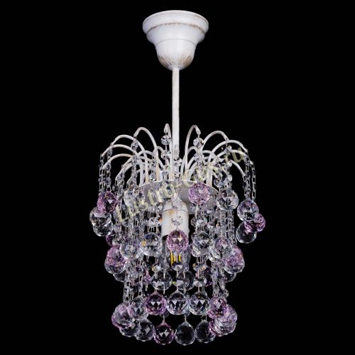 Люстра Зима шар розовая (белая патина)  в Новокузнецке Гусь Хрустальный