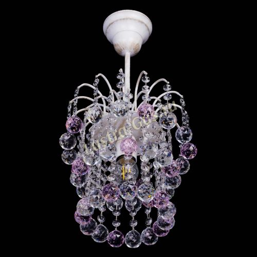 Люстра Зима шар розовая (белая патина)  в Новокузнецке Гусь Хрустальный