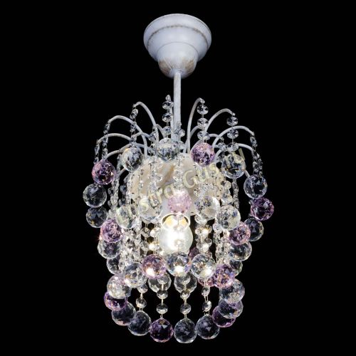 Люстра Зима шар розовая (белая патина)  в Новокузнецке Гусь Хрустальный