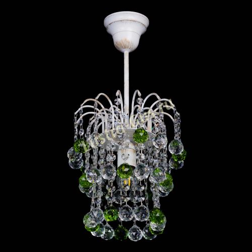 Люстра Зима шар зеленая (белая патина)  в Новокузнецке Гусь Хрустальный
