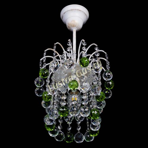 Люстра Зима шар зеленая (белая патина)  в Новокузнецке Гусь Хрустальный