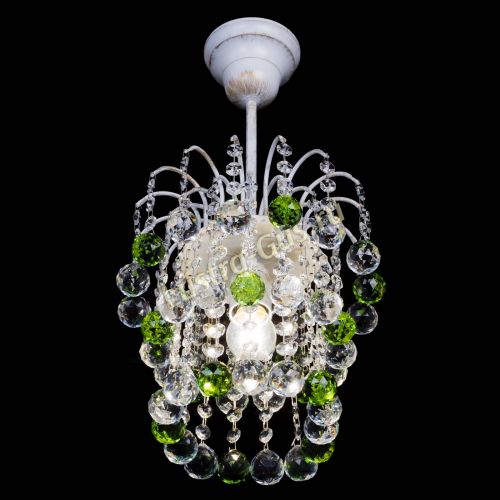 Люстра Зима шар зеленая (белая патина)  в Новокузнецке Гусь Хрустальный
