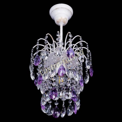 Люстра Зима журавлик фиолетовая (белая патина) в Новокузнецке Гусь Хрустальный