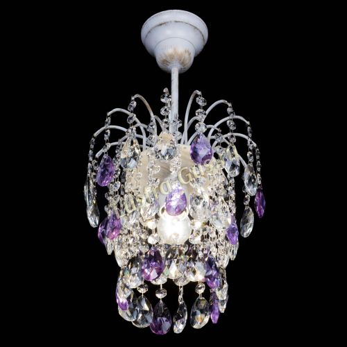 Люстра Зима журавлик фиолетовая (белая патина) в Новокузнецке Гусь Хрустальный