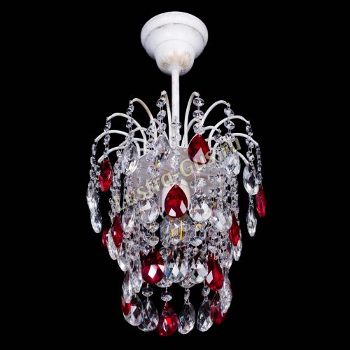 Люстра Зима журавлик красная (белая патина) в Новокузнецке Гусь Хрустальный