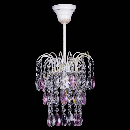 Люстра Зима журавлик розовая (белая патина) в Новокузнецке Гусь Хрустальный