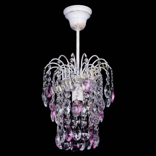 Люстра Зима журавлик розовая (белая патина) в Новокузнецке Гусь Хрустальный