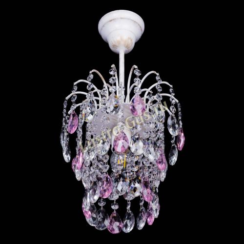 Люстра Зима журавлик розовая (белая патина) в Новокузнецке Гусь Хрустальный