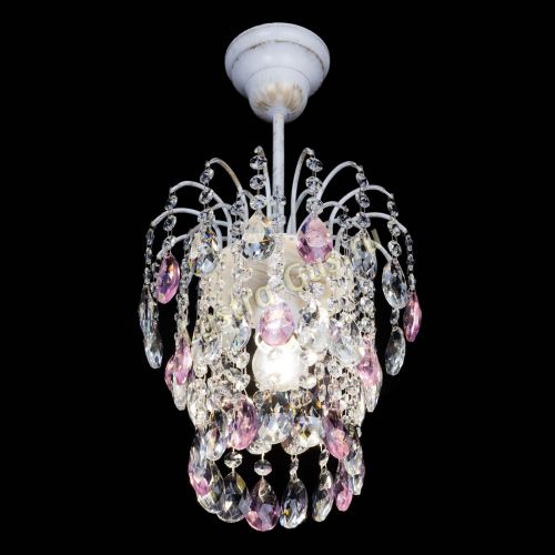 Люстра Зима журавлик розовая (белая патина) в Новокузнецке Гусь Хрустальный