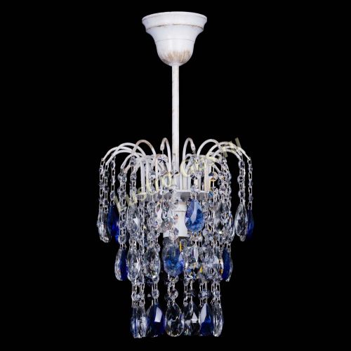 Люстра Зима журавлик синяя (белая патина) в Новокузнецке Гусь Хрустальный