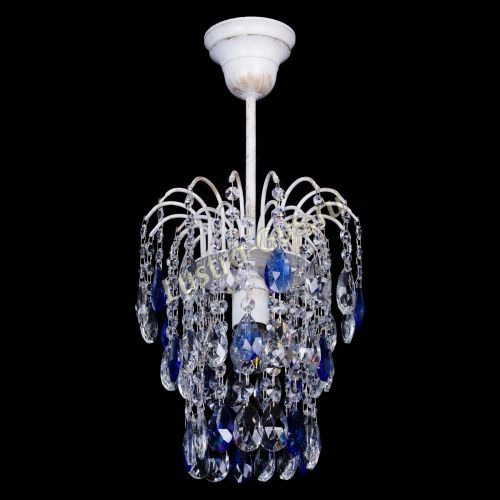 Люстра Зима журавлик синяя (белая патина) в Новокузнецке Гусь Хрустальный