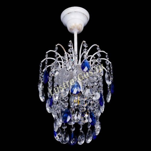 Люстра Зима журавлик синяя (белая патина) в Новокузнецке Гусь Хрустальный