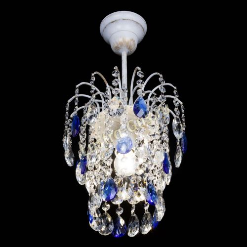 Люстра Зима журавлик синяя (белая патина) в Новокузнецке Гусь Хрустальный