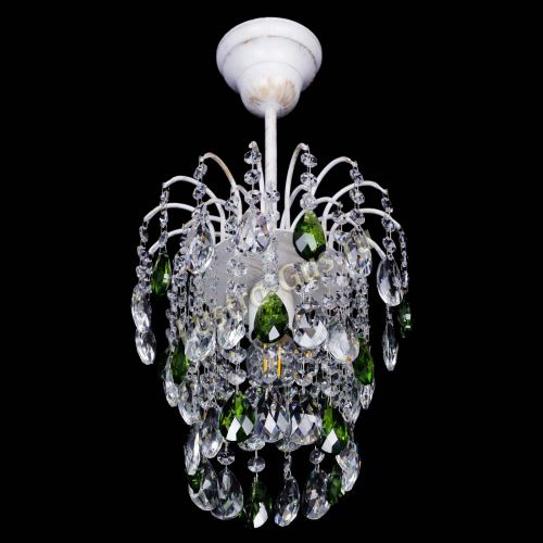 Люстра Зима журавлик зеленая (белая патина) в Новокузнецке Гусь Хрустальный