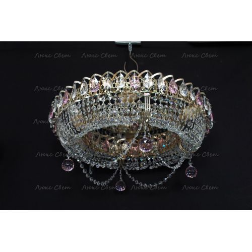 Люстра Кольцо блин розовая в Новокузнецке Гусь Хрустальный