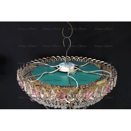 Люстра Кольцо блин розовая в Новокузнецке Гусь Хрустальный