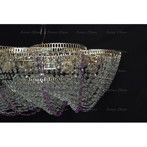 Люстра Лотос Елена сиреневая в Новокузнецке Гусь Хрустальный