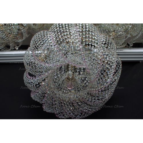 Люстра Лотос Елена розовая в Новокузнецке Гусь Хрустальный