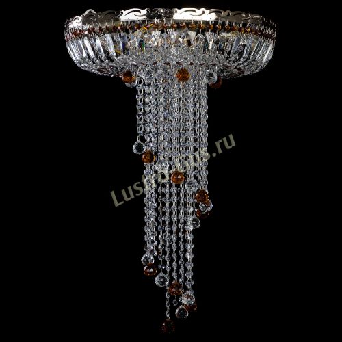 Люстра Анжелика №2 длинная шар 30 мм чайная  в Новокузнецке Гусь Хрустальный