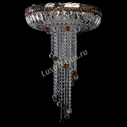 Люстра Анжелика №2 длинная шар 30 мм чайная  в Новокузнецке Гусь Хрустальный