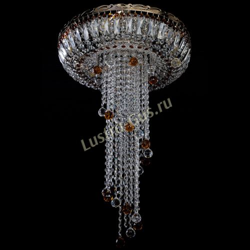 Люстра Анжелика №2 длинная шар 30 мм чайная  в Новокузнецке Гусь Хрустальный