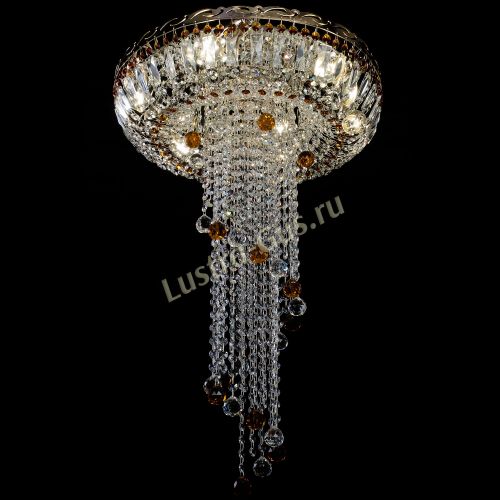Люстра Анжелика №2 длинная шар 30 мм чайная  в Новокузнецке Гусь Хрустальный